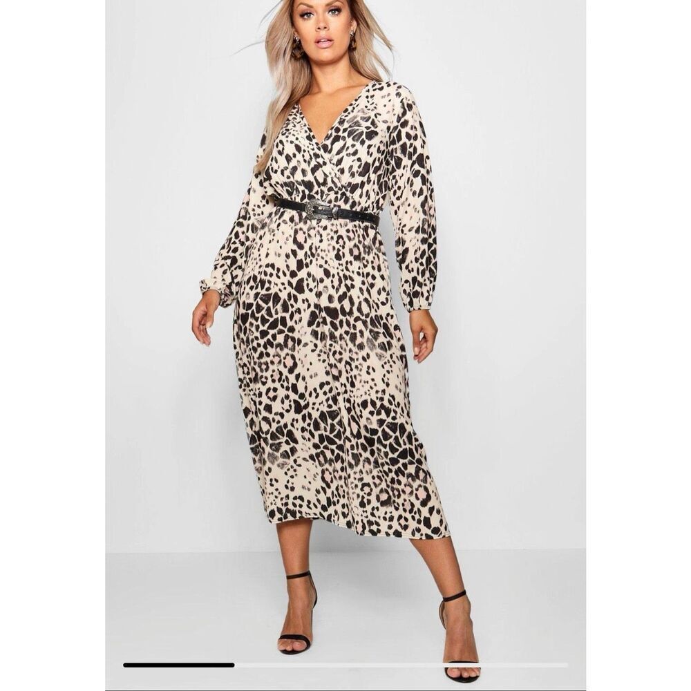 Boo Hoo Cheetah Wrap Dress